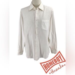 Boss White Casual Button Down Shirt with Textured Fabric